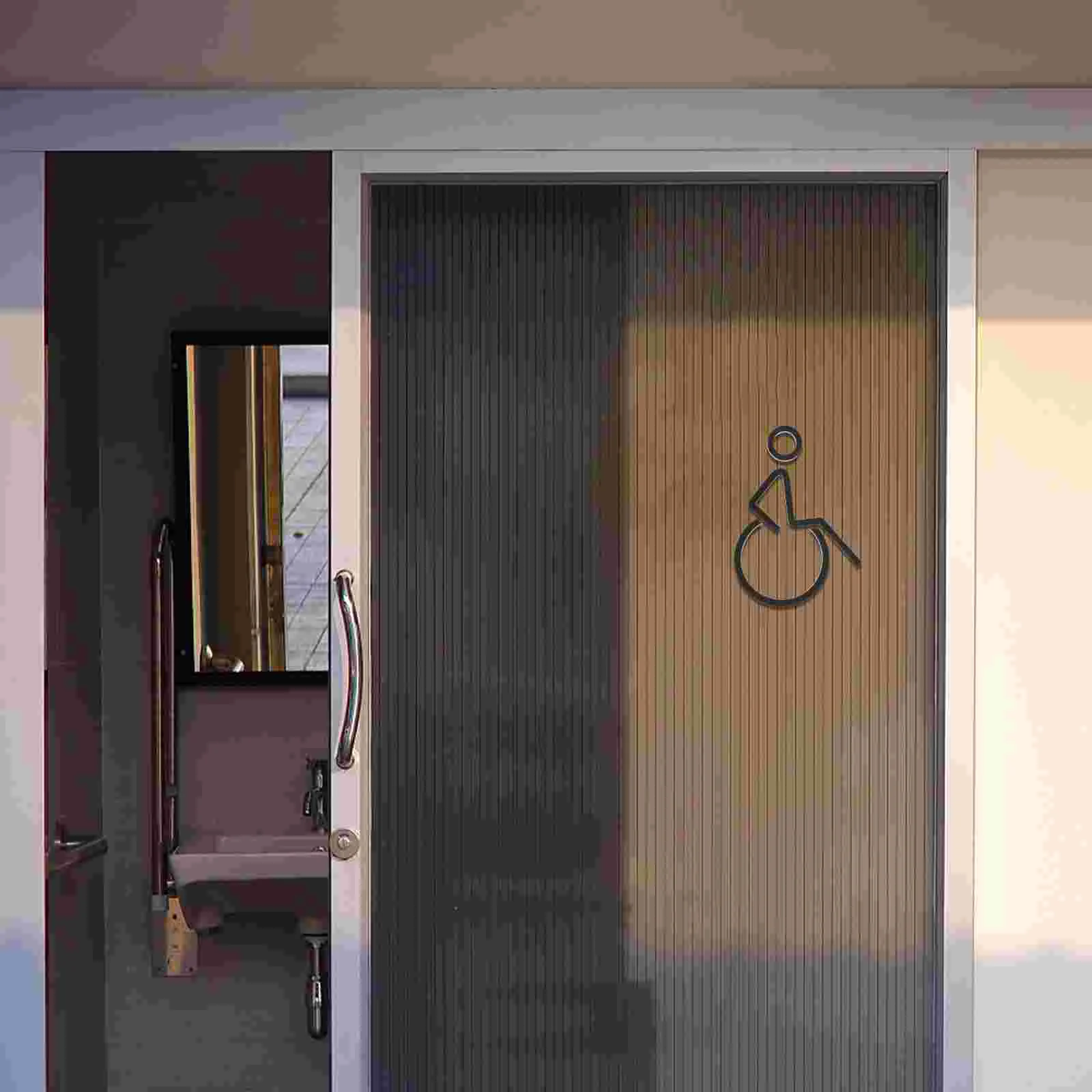 s Acrylic Disabled Wheelchair Sign for Restroom Waterproof Toilet Decals Man Accessible Bathroom Signage Easy Install Term