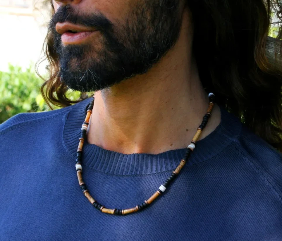 

NADEEM Ethnic Nature Stone Coconut Beads Necklace for Men Holiday Jewelry Trendy Handmade Choker Necklace Party Gifts Wholesale