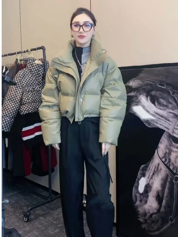 

Warm Stand Collar Short down Jacket Women's Fashion Casual Korean Style Winter New Arrival Thickened White Duck down Coat