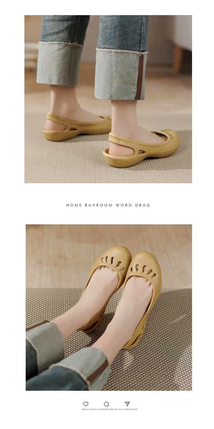 Sommerliche Leichte Rutschfeste Lochschuhe Damen Flache Sandalen Krankenschwester-Schuhe Lässige Jelly-Strandschuhe Wasserdichte Damen-Flip-Flops – Detail 11