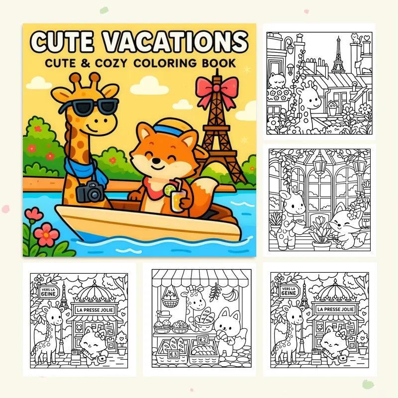 Cross-border new arrival: bestselling cartoon cute holiday coloring book - coloring book for kids and adults, doodle and draw