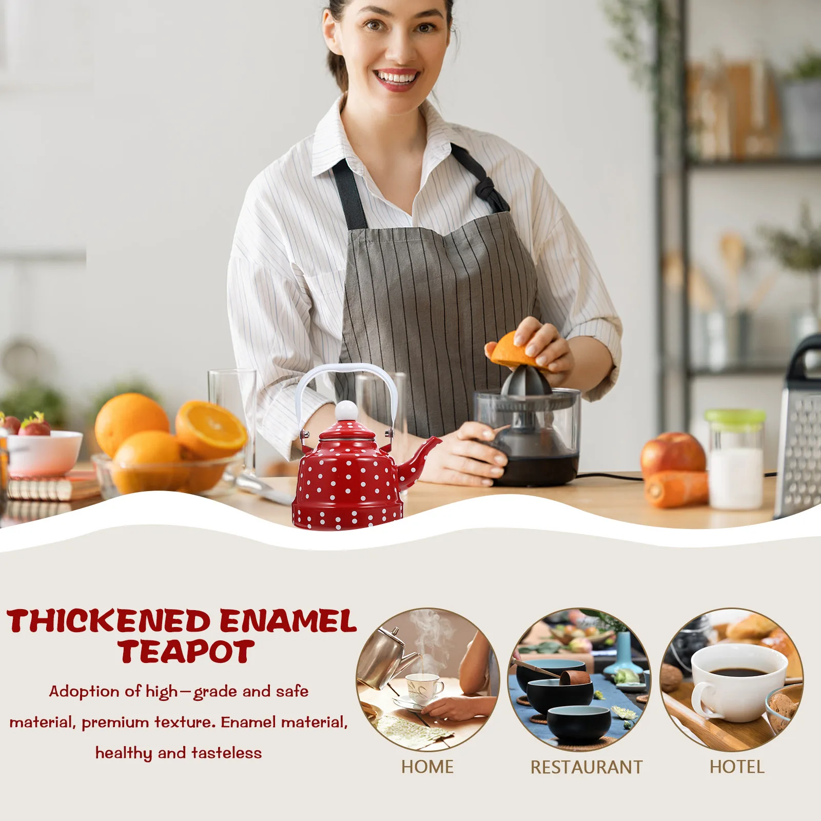 

1pc Thickened Enamel Teapot Vintage Style Premium Heat Resistant Scented Tea Kettle Boiling Pot Home Coffee Making Party Gift