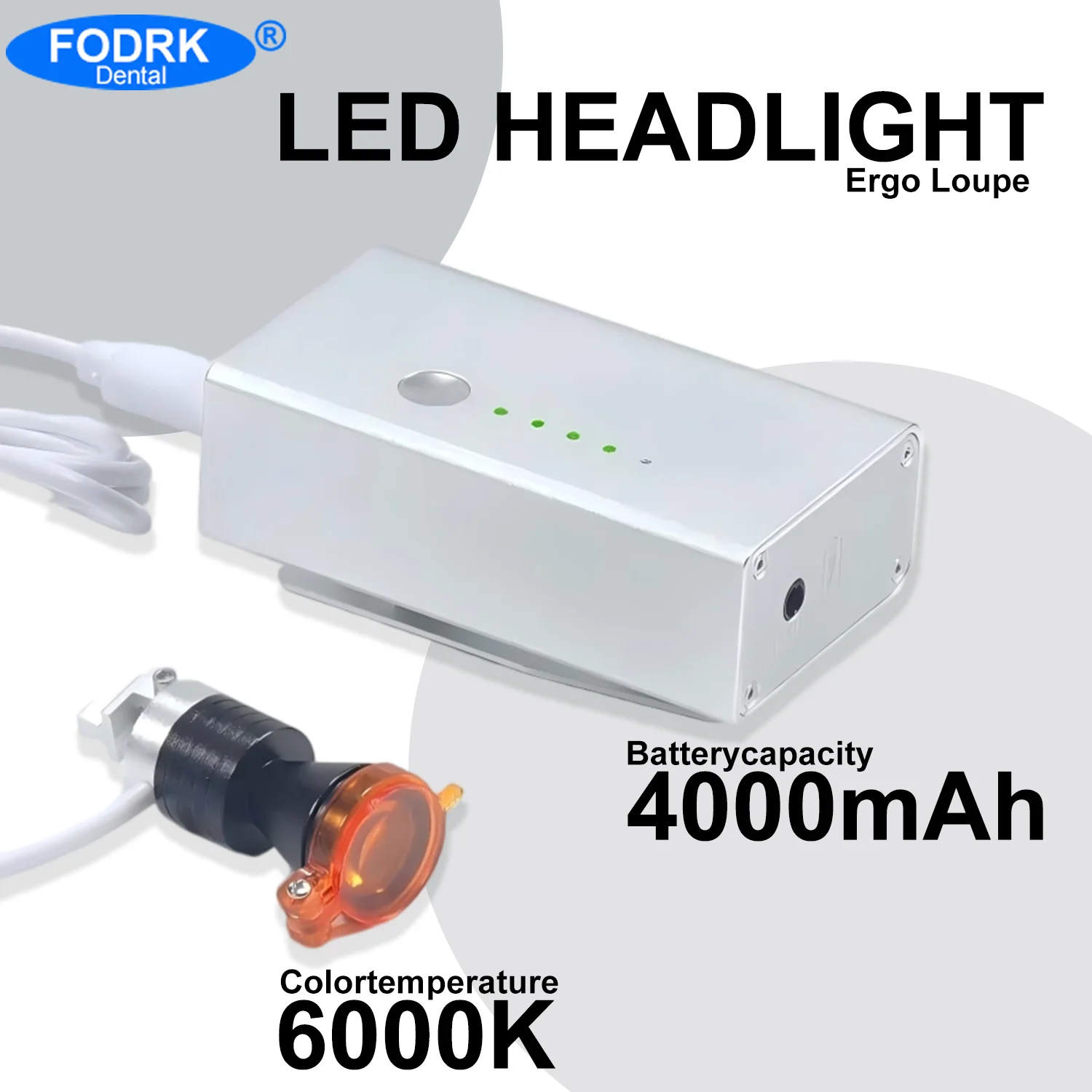 Zahnärztliche Untersuchungsleuchte 5W Einstellbarer LED-Spot, Ergo-Lupenleuchte, 3500mAh Großkapazitäts-Clip-on-Akku