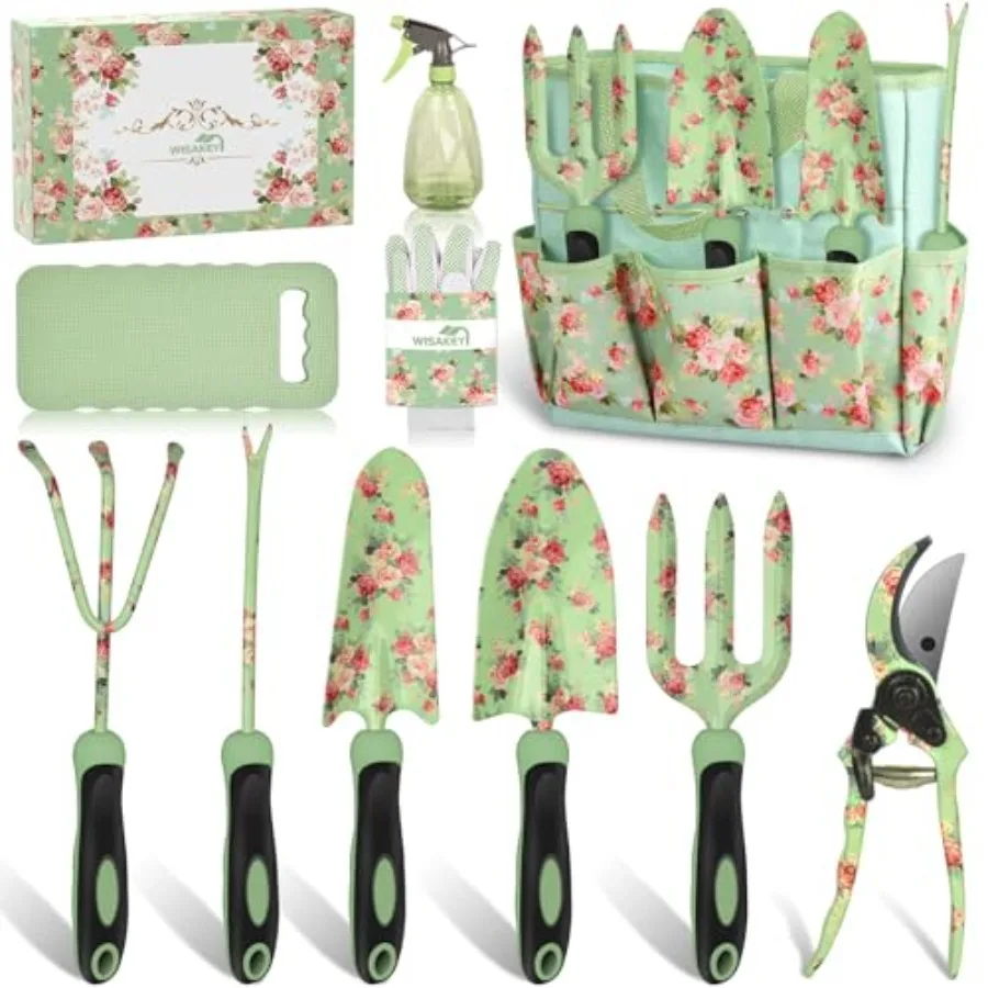 

Gardening Tools 10 Piece Heavy Duty Garden Tools Set with Handle Durable Fashion Garden Organizer Handbag Ideal Gardening White
