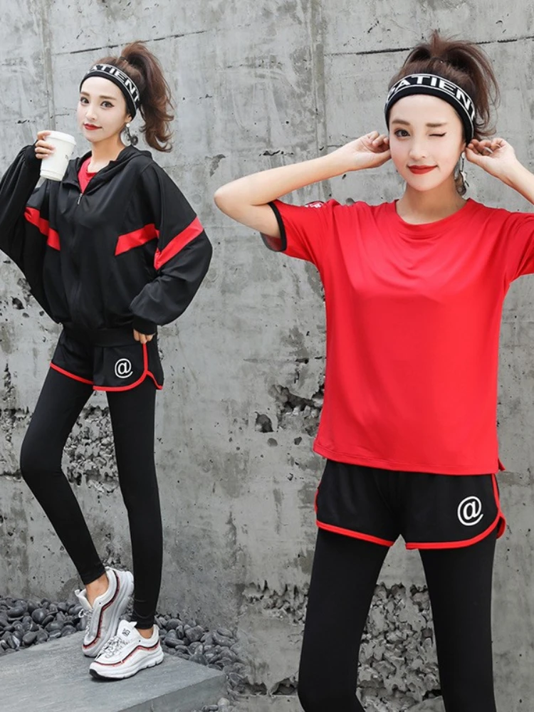 Tracksuits Women Spring New Yoga Clothing Wholesale Large Size Loose Four Five Pieces Gym Sports Running Fitness Clothing Women