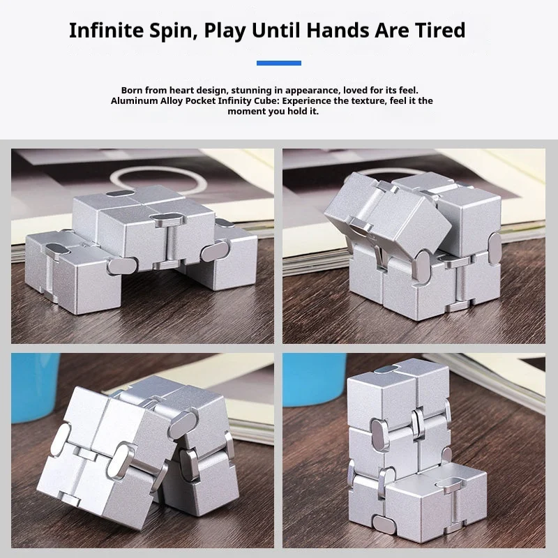 Infinity Cube Fidget Toy Aluminum Alloy Pocket Flip Stress Relief Decompression Hand Toy For Adults Daily Use DIY Mini Toy Gift