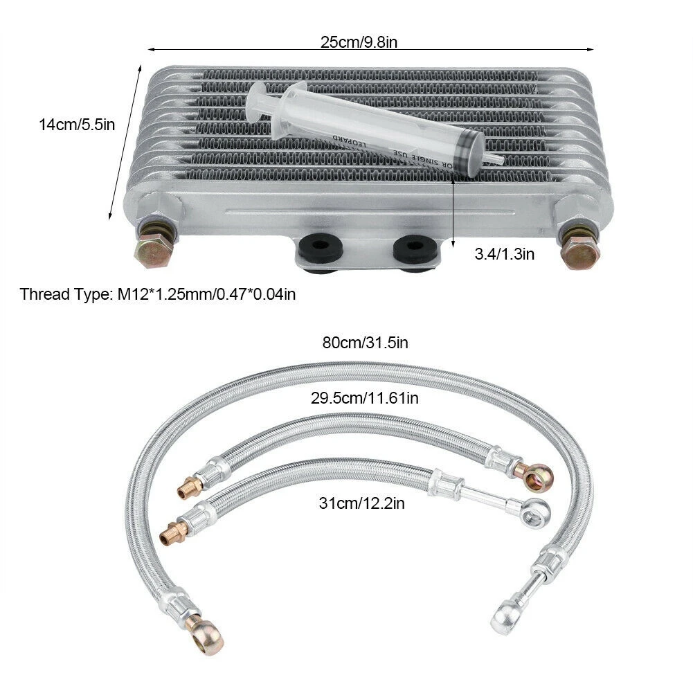 

A03Q-Motorcycle Engine Oil Cooler Cooling Radiator Kit 125Ml Aluminum Silver For Honda CB CG Engine
