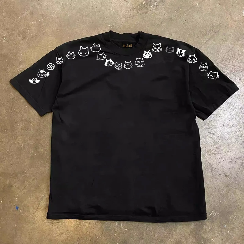 Make Money for Charity 3a260G Pure Cotton Double Yarn! Upward Man! Heavy Couple Women Loose Short sleeve T-shirt Men