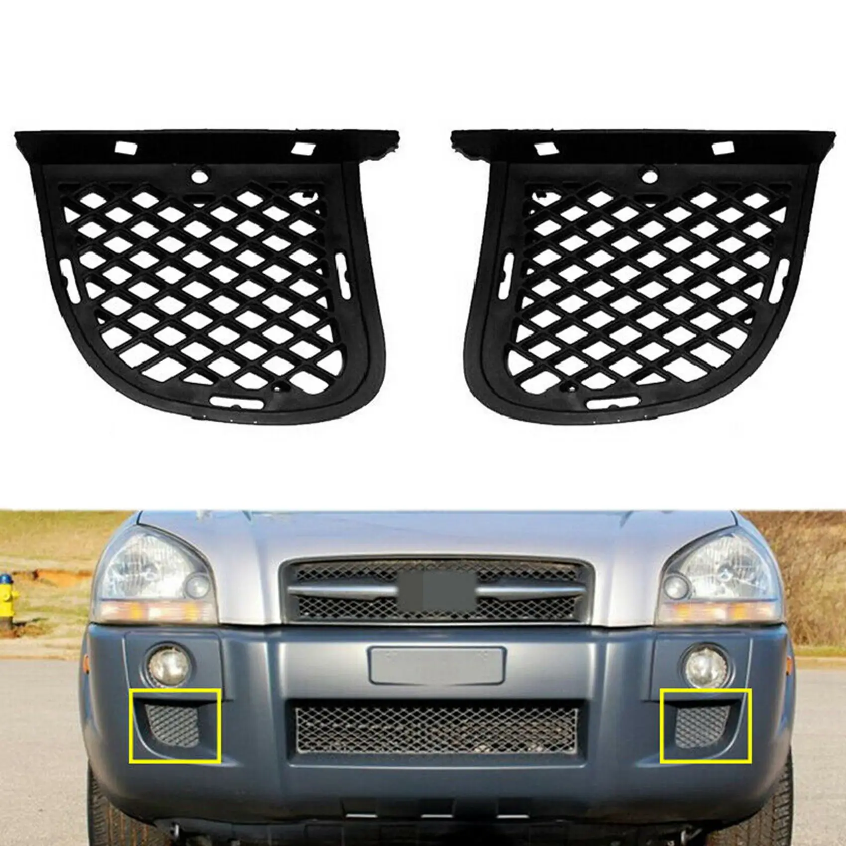 1 Pair Front Bumper Ventilation Fog Light Grille for Hyundai Tucson 2005-2009