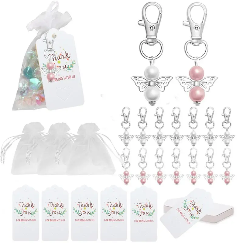 

TFORU-90Pcs Guardian Angel Keychain Baby Baptism Shower Wedding Souvenir Guest Gift Wedding Decoration Party Christmas Decor
