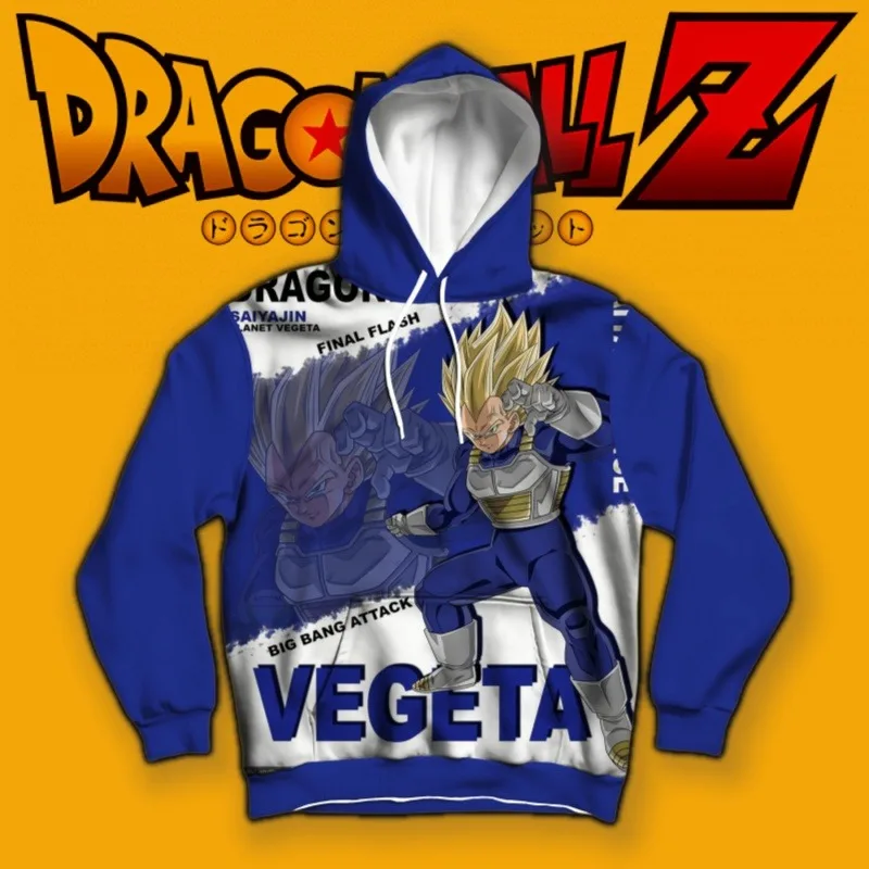 

Dragon Ball Hoodie Vegeta Character Print Unique Manga Style Design with Attacks & Text Iconic Saiyan Warrior Must Have for Fans