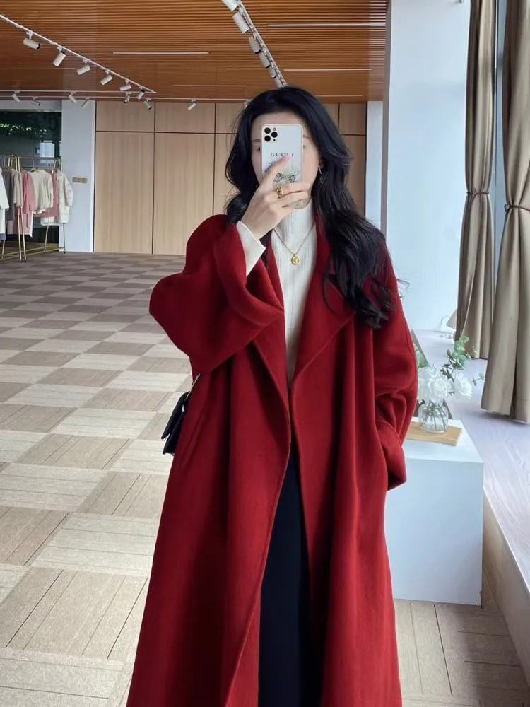 

Hebe Sle Double-Faced Camere Long Coat Women's Autumn Winter New High-Elegance Woolen Coat Korean Straight Cut Long Sve