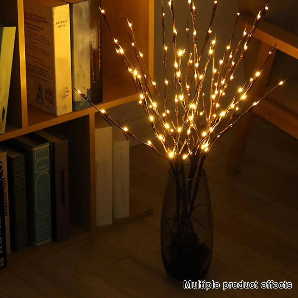 DIY LED Tree Branch Light, Mini Artificial Christmas Lamp, Twinkle Night Light for Party Decorations & Home