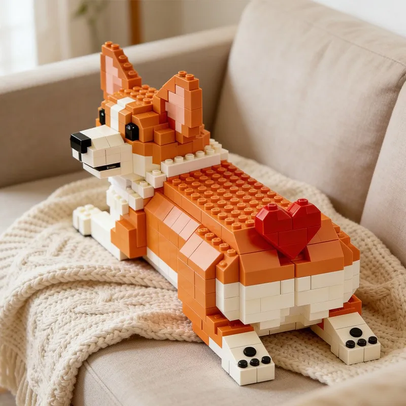 Creative Trend Toy: Heart Corgi Building Blocks, Compatible Bricks, Educational Toy, Birthday Gift