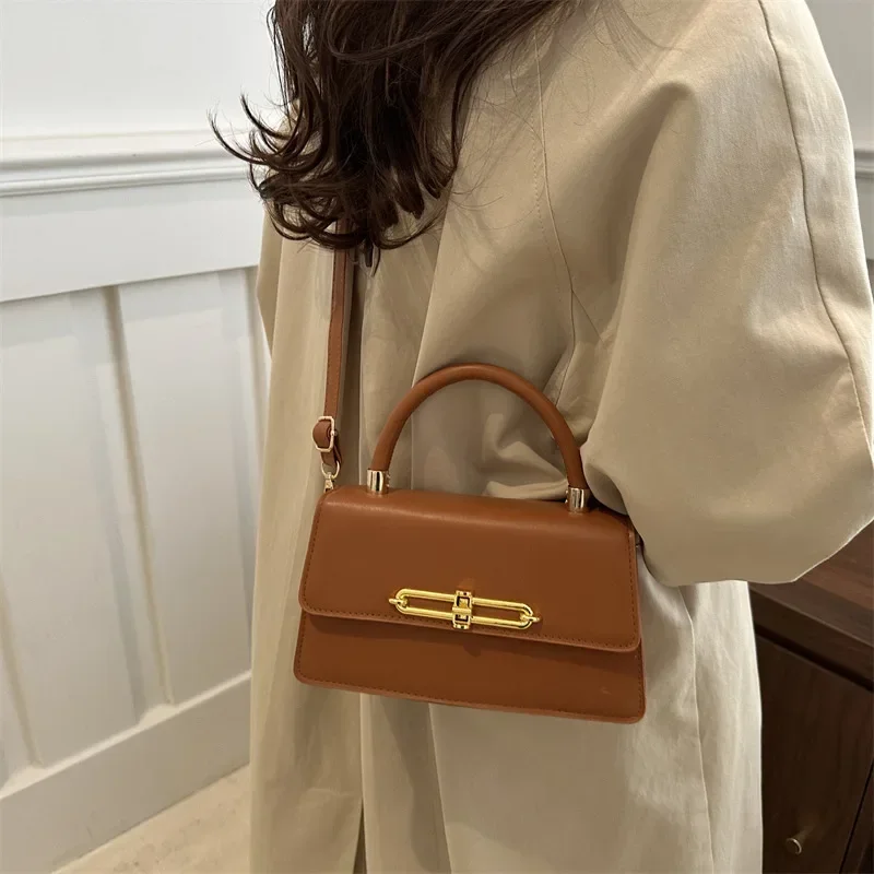 Bolso cruzado con cierre de Hardware para mujer, bandolera con cierre de Hardware de lujo, ligero y sencillo, con personalidad, primavera 2025
