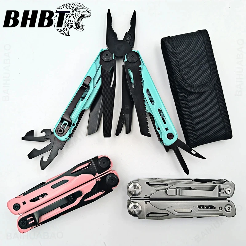 BHBT 17 in 1 Multitool Pliers Portable Scissors Saw Blade EDC Multi Tool Outdoor Survival Folding Multi-functional Tool