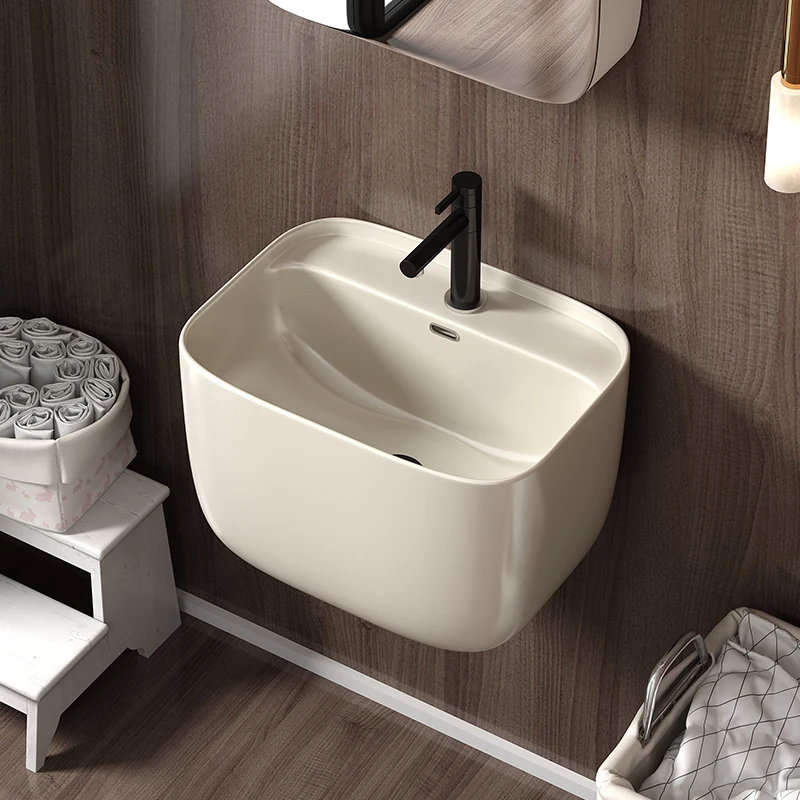 Small apartment wall-mounted wash basin ceramic wash basin bathroom balcony ultra-narrow hanging suspended