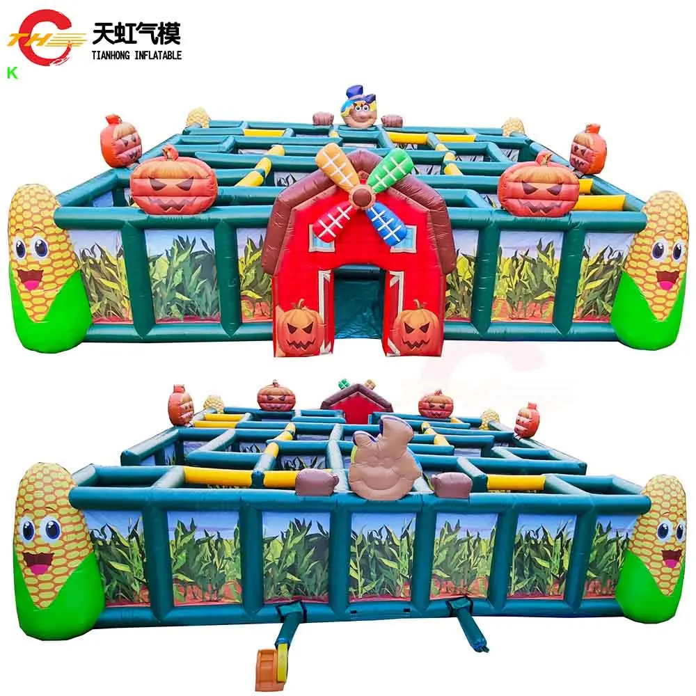 

Halloween Theme Pumpkin Inflatable Maze with Corn Get Lost Patch Haunted House Outdoor Blow Up Inflatable Maze Laser Tag