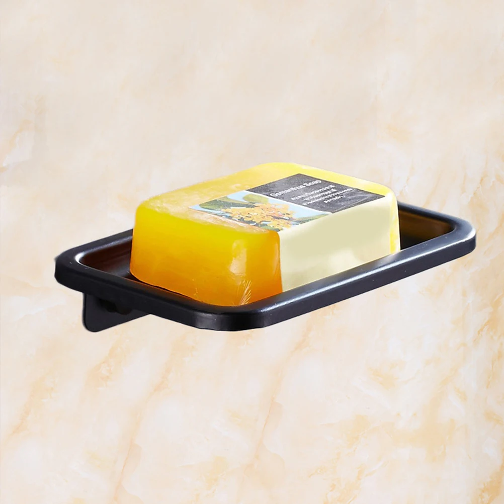 

Black Wall Mounted Soap Holder Aluminum Soap Dish Corrosion Resistant Storage Tray For Bathroom Kitchen Laundry Space