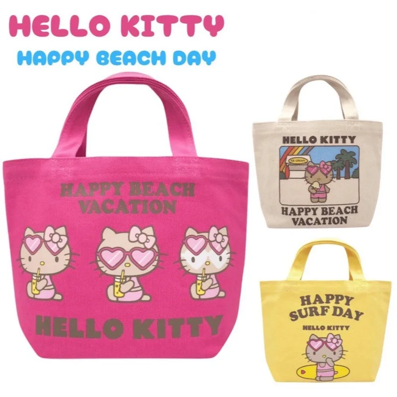 سانريو مرحبا كيتي لطيف سعة كبيرة قماش الكرتون حمل حقيبة حقيبة كتف حقيبة تسوق طالب مكتب عامل بينتو حقيبة التخزين