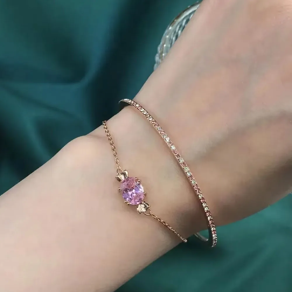 الأصلي 2025 سحر الوردي زهرة أقراط مجموعة مجوهرات فاخرة للنساء زهرة قلادة القلب سوار هدية رومانسية