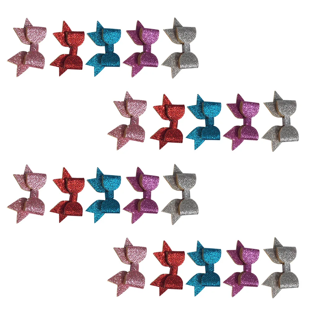 

20Pcs Pet Hair Clips Bowknots Dog Cat Accessories Solid Colors Durable Fix Hair Shape Supplies
