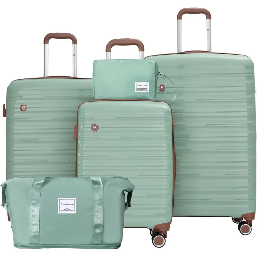

5 Piece Large Set Lightweight Hardshell Suitcases with Spinner Wheels, Expandable Weekender, TSA Lock, Airline Approved