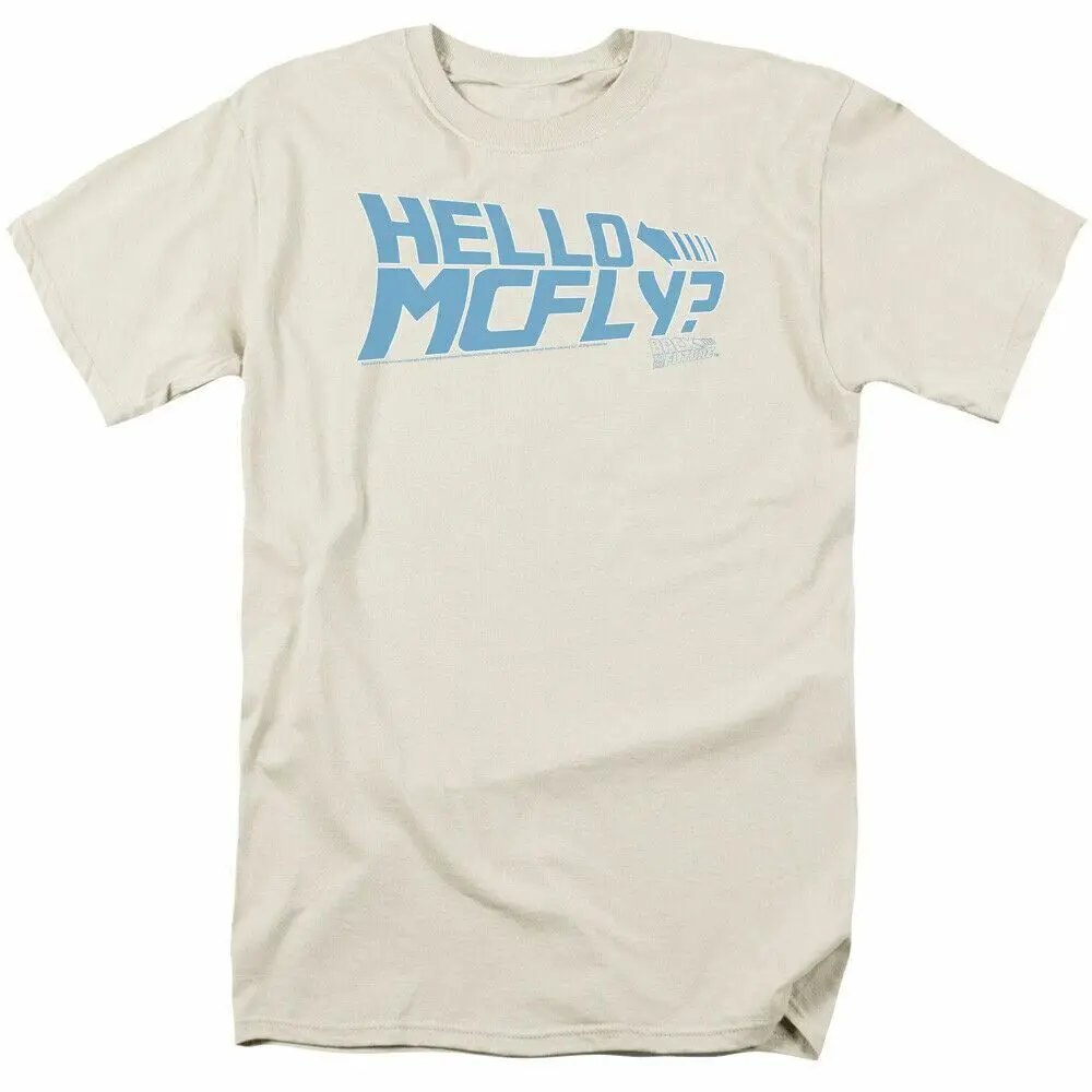 Back to the Future Hello McFly T Shirt Mens Licensed Retro Movie Tee Cream