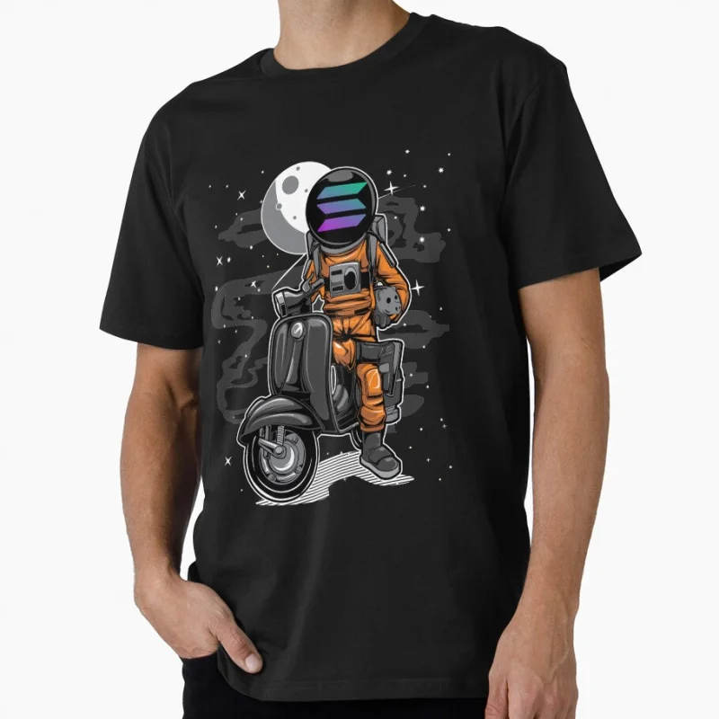 

Astronaut Scooter Solana SOL Coin To The Moon Crypto Token Cryptocurrency Blockchain Wallet HODL Gift T shirt Large size Tops