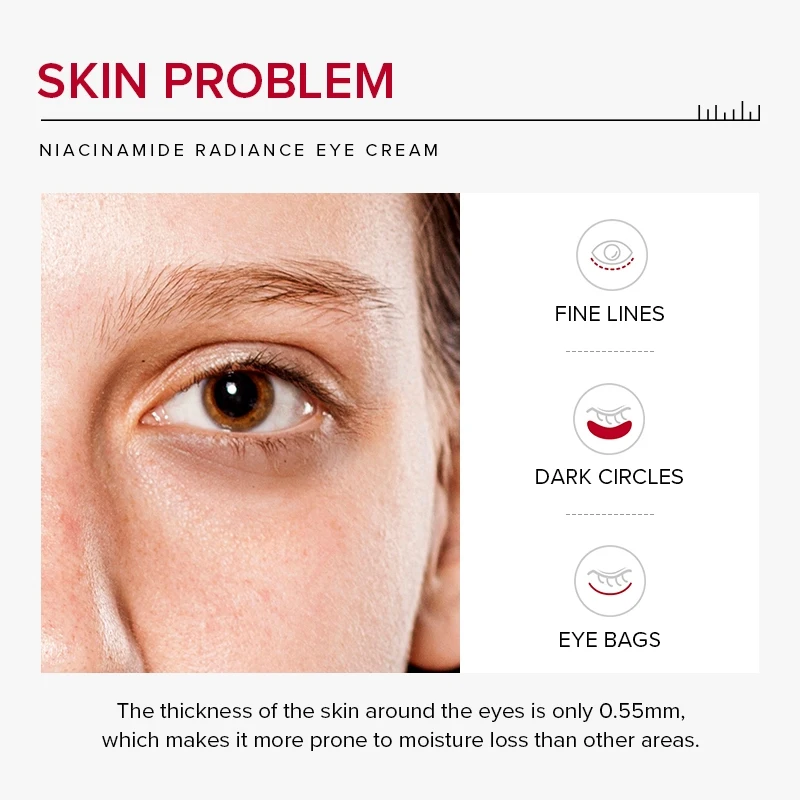 LAIKOU Pro 99.6% Niacinamide Radiance Eye Cream Anti-aging Moisturizing Remove Dark Circle 20g