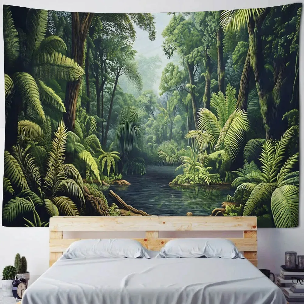 Home Hintergrund Dekor Böhmischer Stil Wandteppich Tropische Pflanzen Kunst Wandbehang Psychedelisch