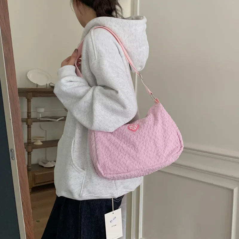 Messenger Bag Simple Fashion Large Capacity Cloud Shoulder Bag Zipper Solid Color Purses and Handbags Street Fashion Sweet Cute