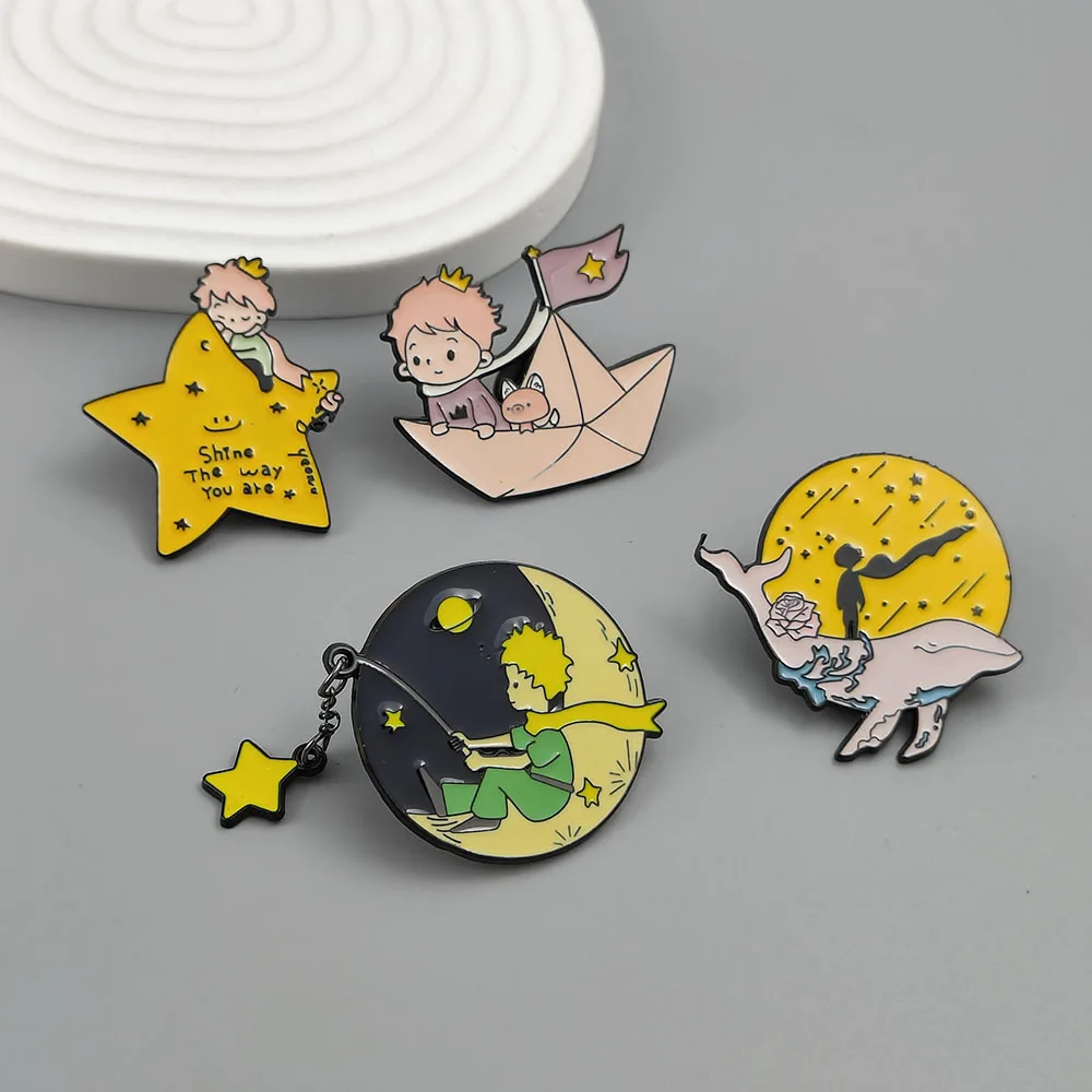 

Cartoon little prince enamel brooch, women's anti-exposure pin, scarf fixing accessories, wedding party clothing matching