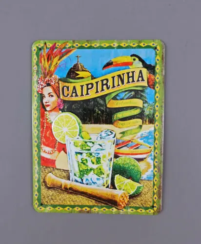 9974110-x Retro Vintage Letrero de Metal Tiempo Cocktail Caipirinha 15x20cm