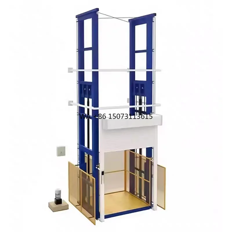 Cargo Lift Elevator for Home and Warehouse Use for Hotels Restaurants and Printing Shops Stainless Steel Inclined Design