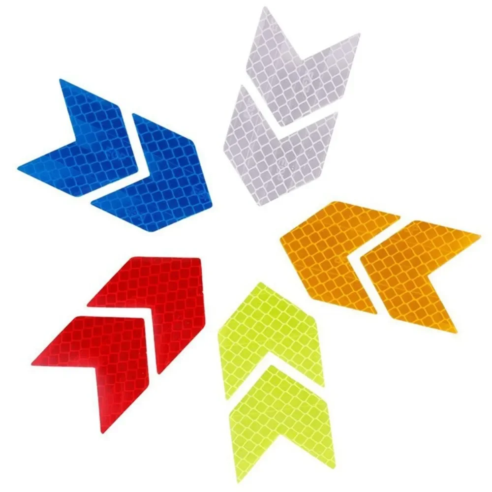 10PCS Reflective Arrow Car Stickers Warning Safety Tape Bumper Trunk Reflectors Hazard Strips for Car Styling