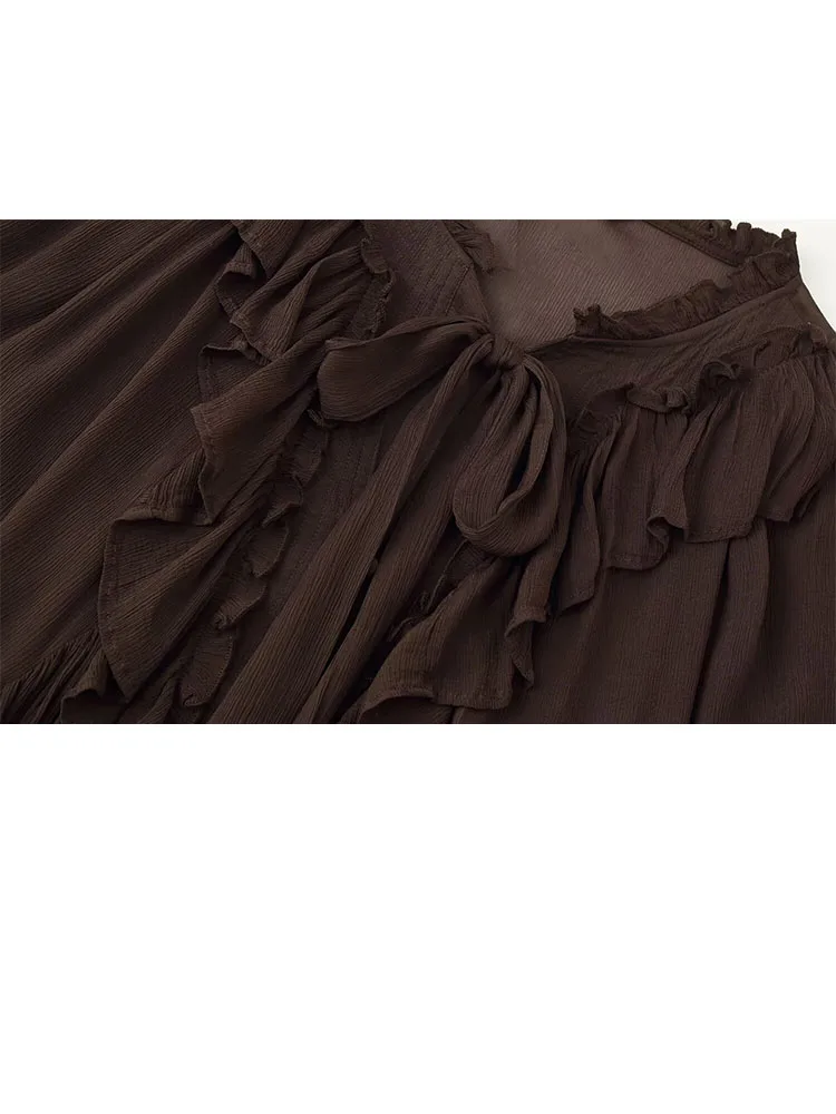 HH 2026 printemps été nouveau femmes couches drapé Blouse fluide minceur polyvalent bureau Chic longue chemise de créateur surélevée