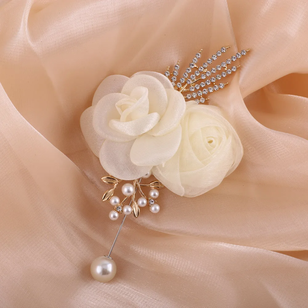 Ivory Rose Wrist Corsage Flower Set Wedding Bridal Wrist Flower Corsage Hand Flower Prom Cocktail Party Corsage Boutonniere