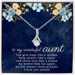 Waterdrop Shape Cubic Zirconia Decor Pendant Necklace, Gift For Aunt, Birthday Gift For Auntie, Best Aunt Ever
