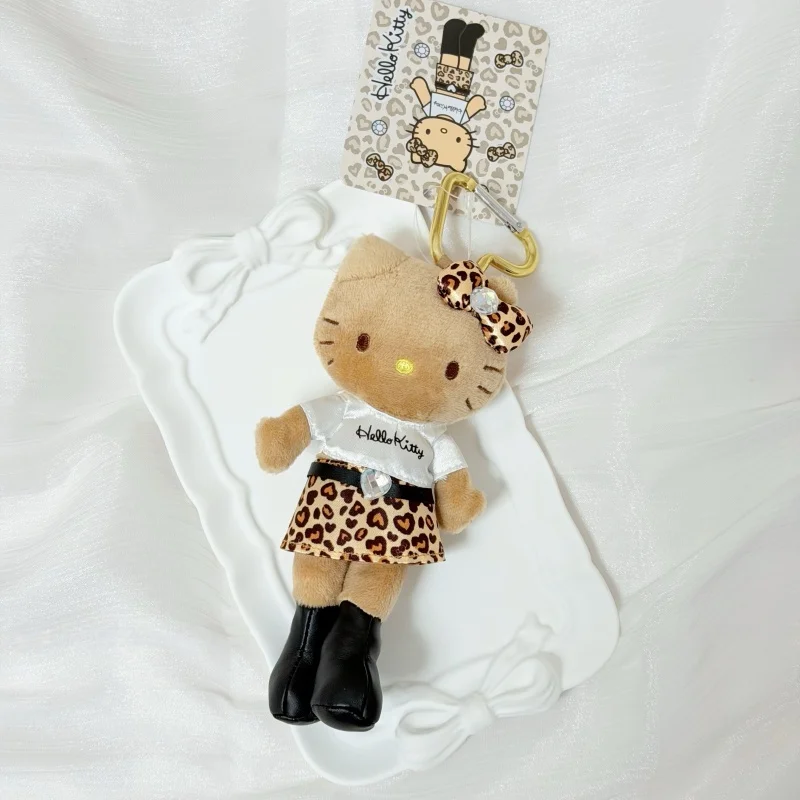 Anime Hello Kitty Hibiscus Black Plush Toy Keychain Leopard Print Skirt KT Long Legs Baddie Outfit Kitty cat Stuffed doll charm - view 5