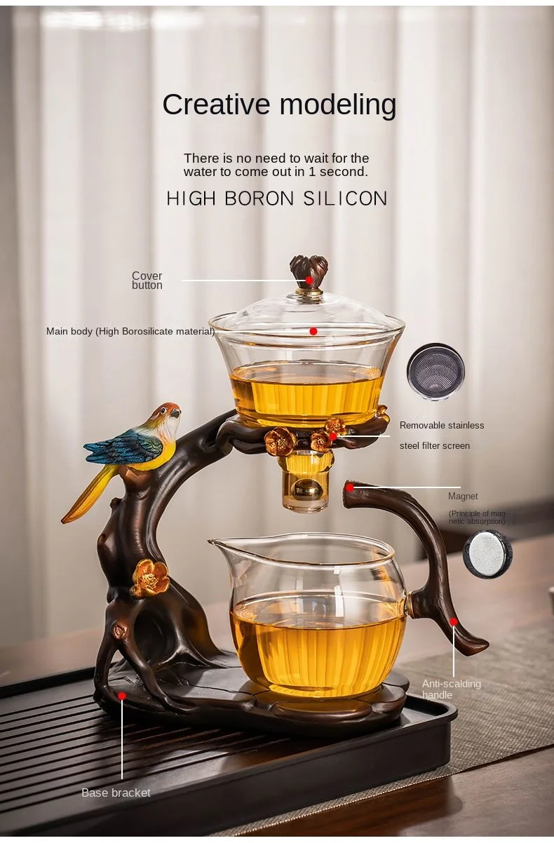 Glass Automatic Tea Set  Lazy Tea Maker  High End Magnetic Suction Teapot