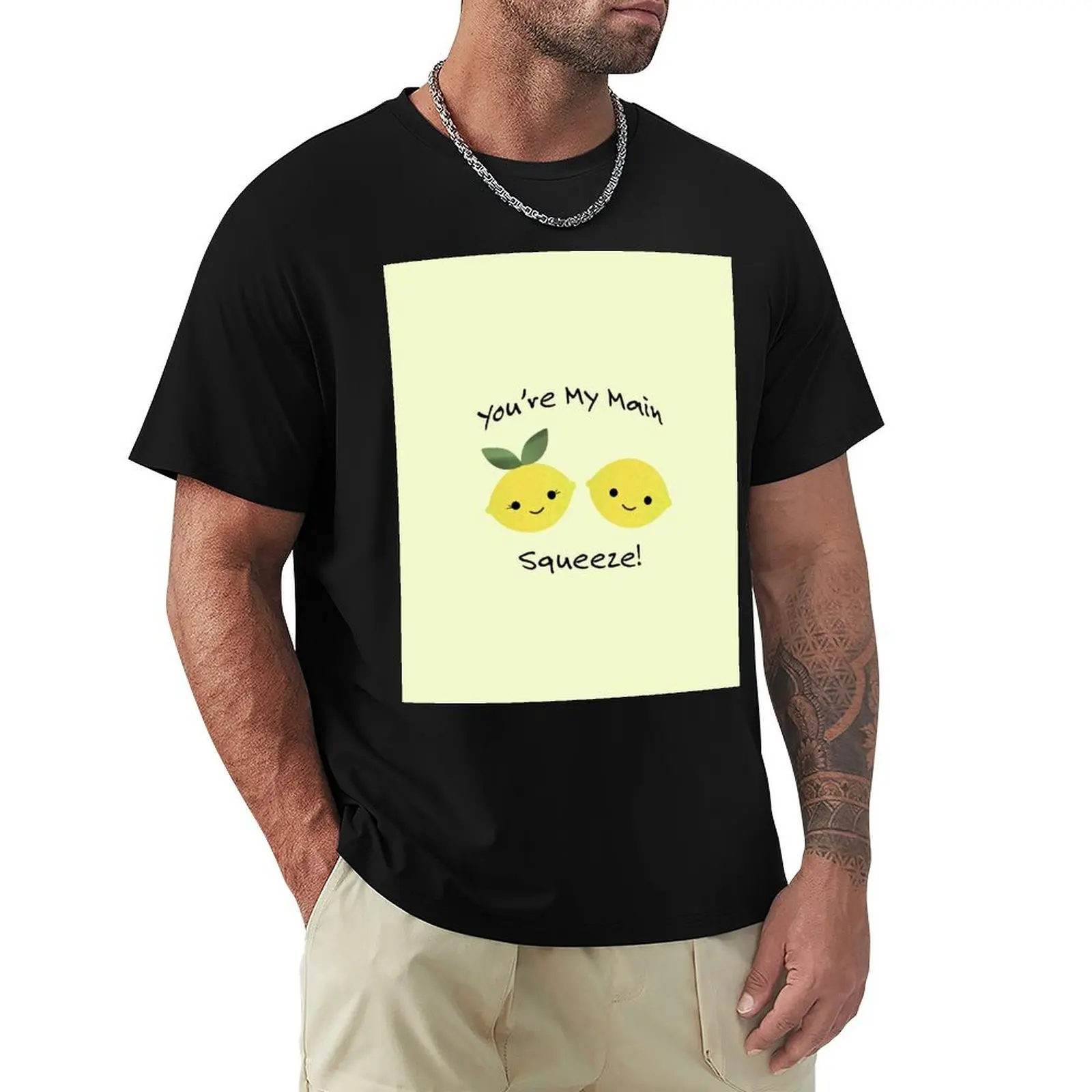 You are My Main Squeeze Cute Kawaii Lemons T-Shirt Active Sports Short Sleeve Cotton Shirt
