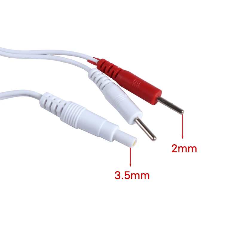 Cables de conexión de Pin estándar para masajeador Tens Ems, electrodos de repuesto de 2 piezas, dispositivo Digital de masaje