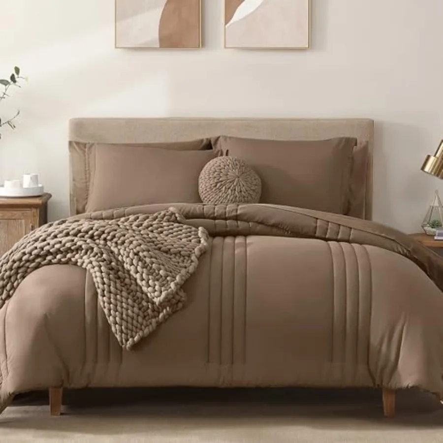 

Size Comforter Set - 7 Pieces Bed in a Bag, Bedding Sets with Comforter, All Seasons Comforter Bed Set with Sheets, Pillowcases