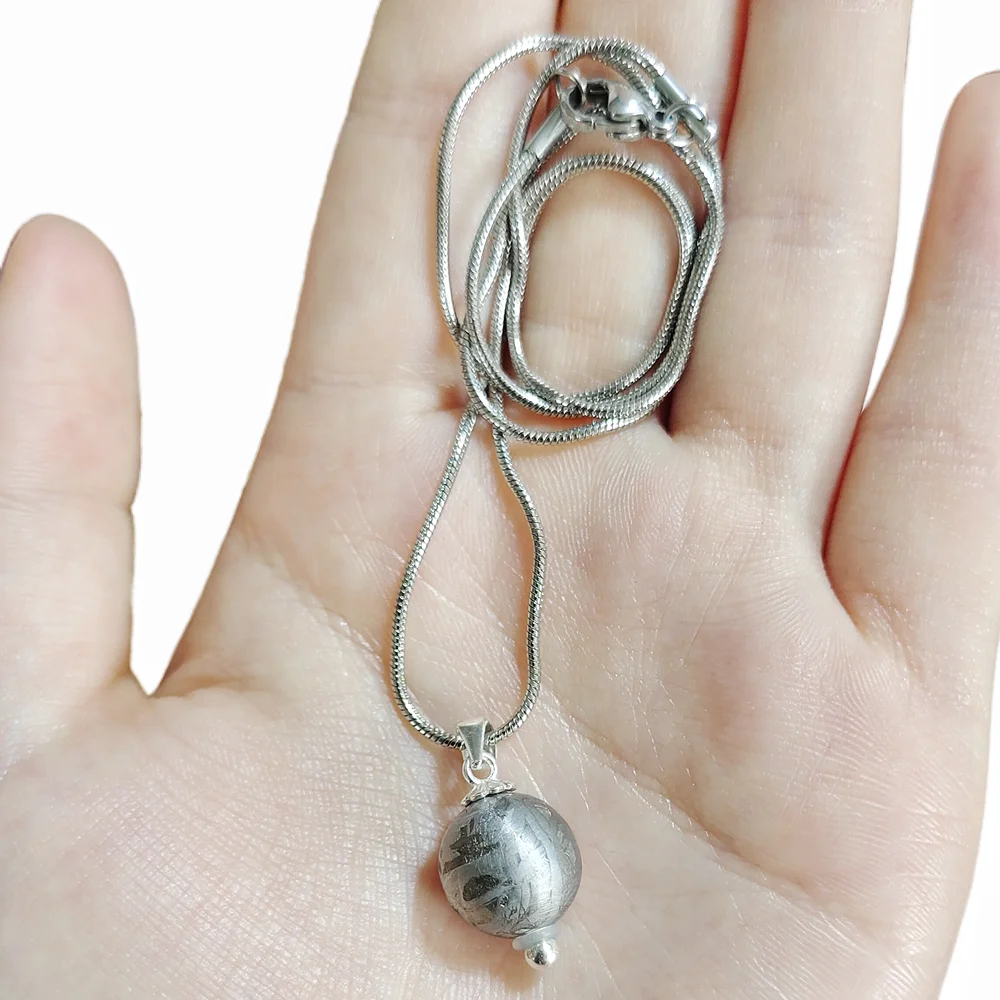 

Natural Iron Meteorite Material Pendant Muonionalusta Iron Meteorite Necklace S925 sterling Silver Shell