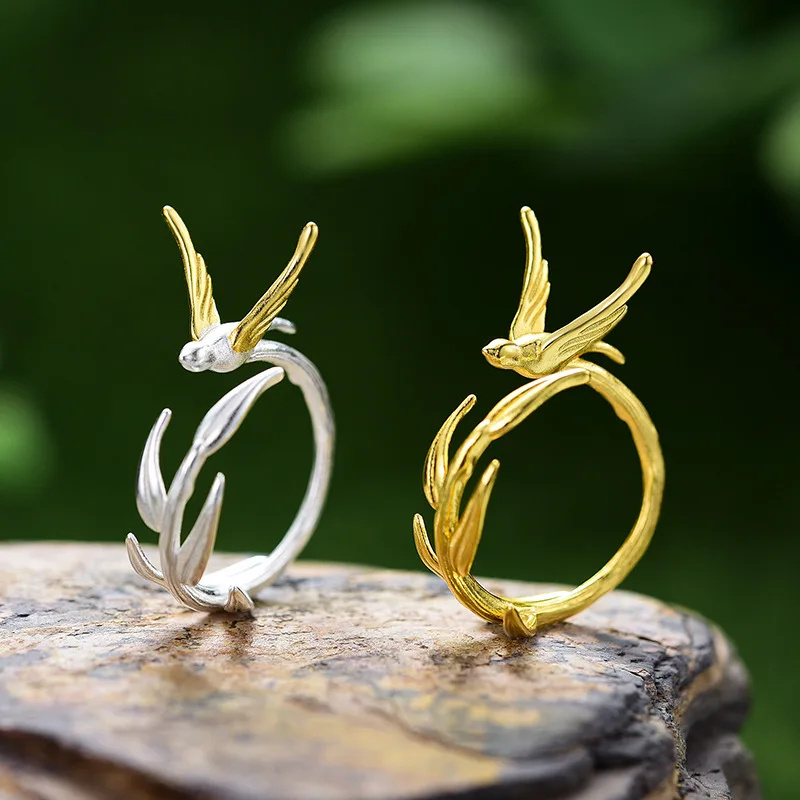 Little Fresh Ancient Style Fragrance Simplicity Light Luxury But Not Lacking in Design Sense Exquisite Spring Swallow Shape Ring