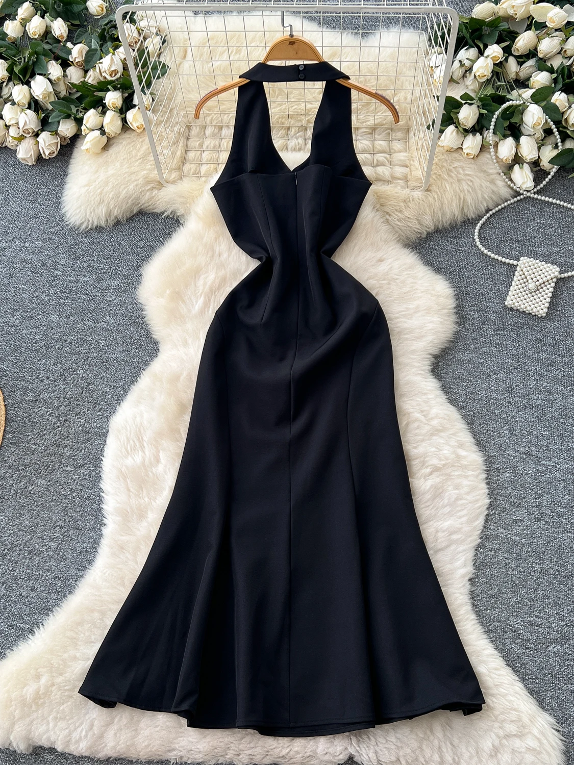 Ele Summer Long Dr Damen-Kragenkleid, reine Farbe, Blo Design, Aosphere A-Linien-Rock für reife Damen, ort Sve