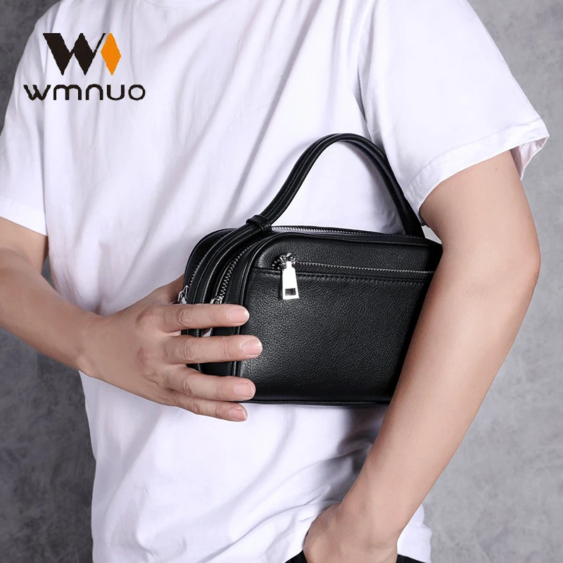 

Wmnuo 2023 Hand Bag Men Genuine Cowhide Korean Clutches For Male Authentic Luxury Brand Pouch Wallet Clutch Bag Clamping Sack