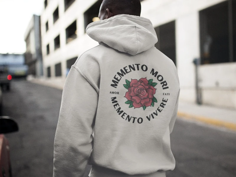 

Memento Mori Memento Vivere Rose Unisex Hoodie Marcus Aurelius Stoic Philosopher Amor Fati Stoicism Philosophy Gift for Him Her