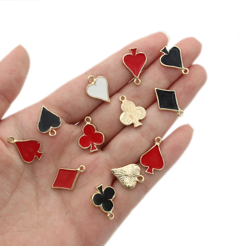 20pcs/Lot Enamel Playing Card Shape Enamel Charms KC Gold Color Tone DIY Jewelry Bracelet Earring Making Pendants